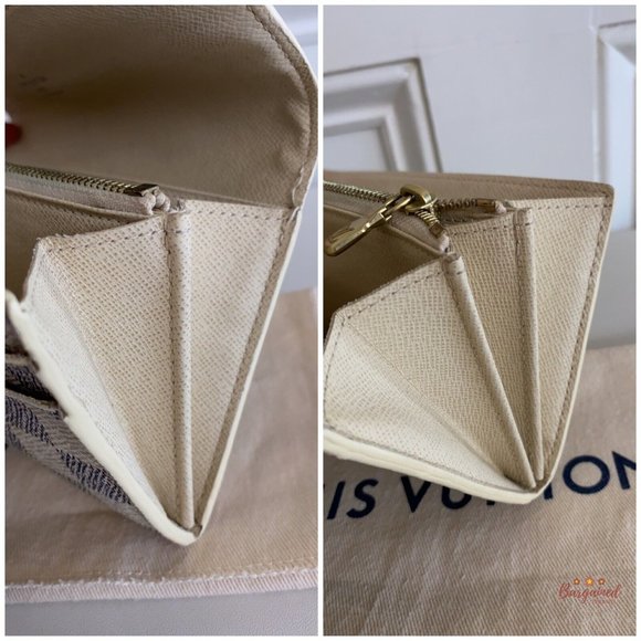 Authentic LOUIS VUITTON Damier Azur Coated Canvas Leather Sarah Long Wallet - Picture 12 of 13